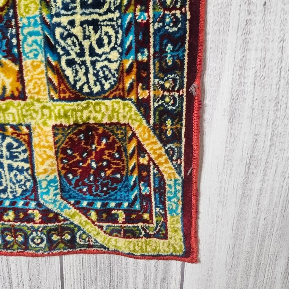 VTG 70s Moroccan Mandala Velvet Tapestry Rug Wall Hanging, 49x72